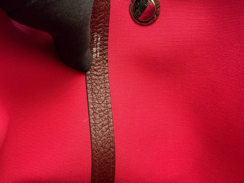 Hermes愛馬仕  紅色帆布garden Paty 花園30手提包  A刻-10