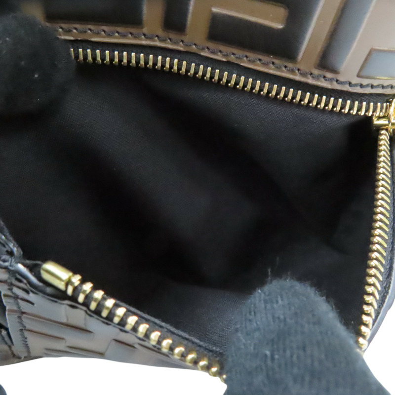 棕色 牛皮 黑色 LOGO 後背包【FENDI 芬迪】 8BZ038-3