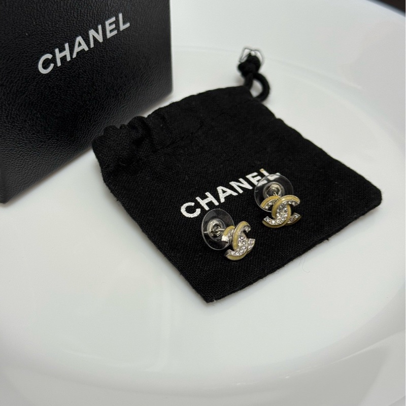Chanel香奈兒琺瑯滿鑽雙C耳釘 有盒+塵袋-4