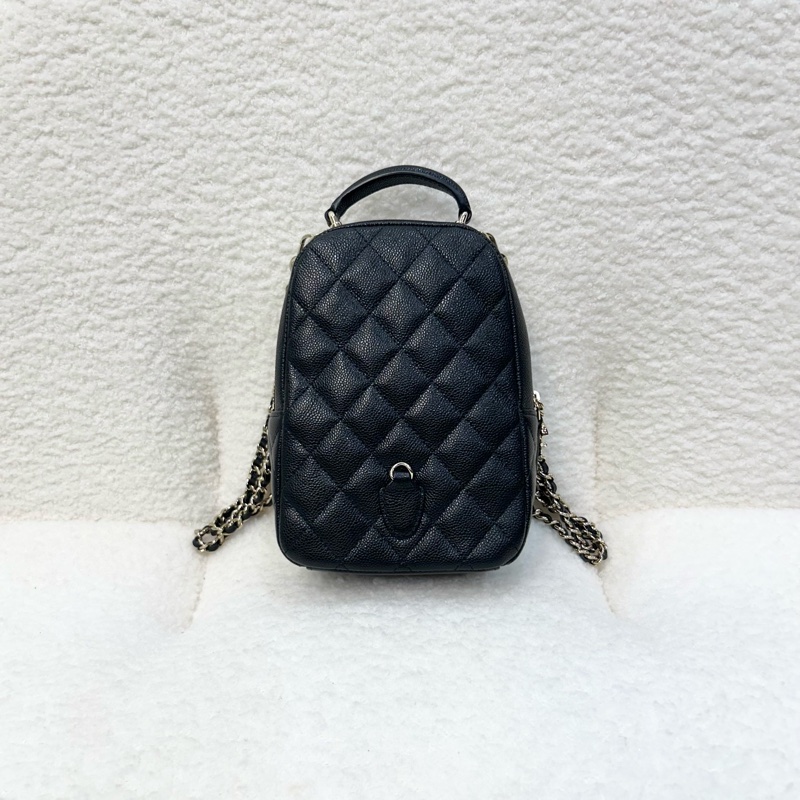 絕美小書包天菜現貨 🖤香奈兒CHANEL黑色粒紋牛皮淡金釦Classic迷你後背包 AP3753-15