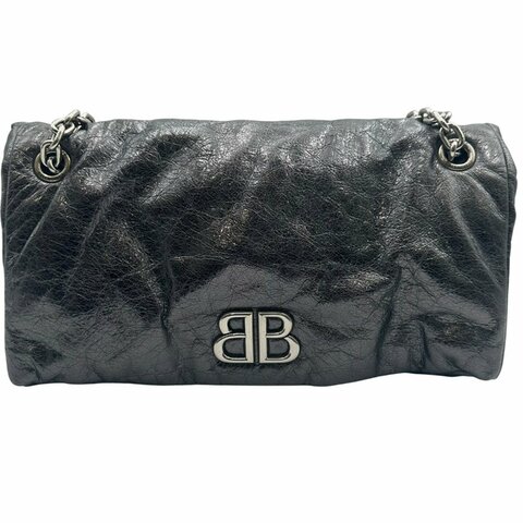 【美收精品】Balenciaga 巴黎世家黑銀肩背包 C-350【隔月月中將轉賣至日本 上架期限30天】