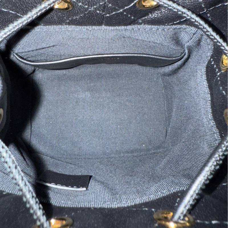 99新Chanel香奈兒22s 黑金mini抽繩水桶包 鏈條斜挎包32開有卡-6