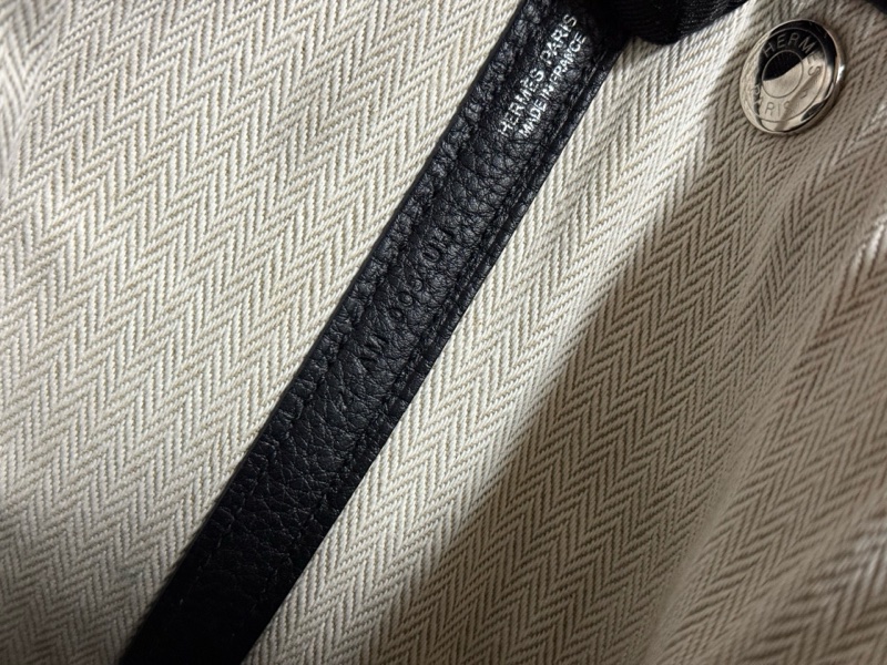 99新Hermes爱马仕 黑银garden party花园30手提包Z刻有尘袋-4