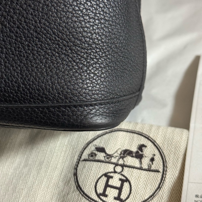 99新Hermes爱马仕 黑银garden party花园30手提包Z刻有尘袋-6