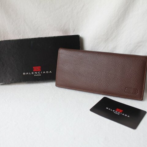 /庫存新品/Balenciaga巴黎世家棕色牛皮古董長夾