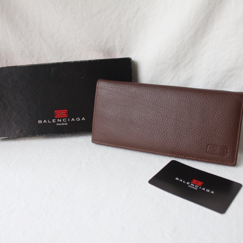 /庫存新品/Balenciaga巴黎世家棕色牛皮古董長夾-0