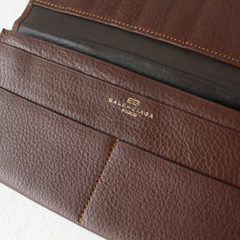 /庫存新品/Balenciaga巴黎世家棕色牛皮古董長夾-4