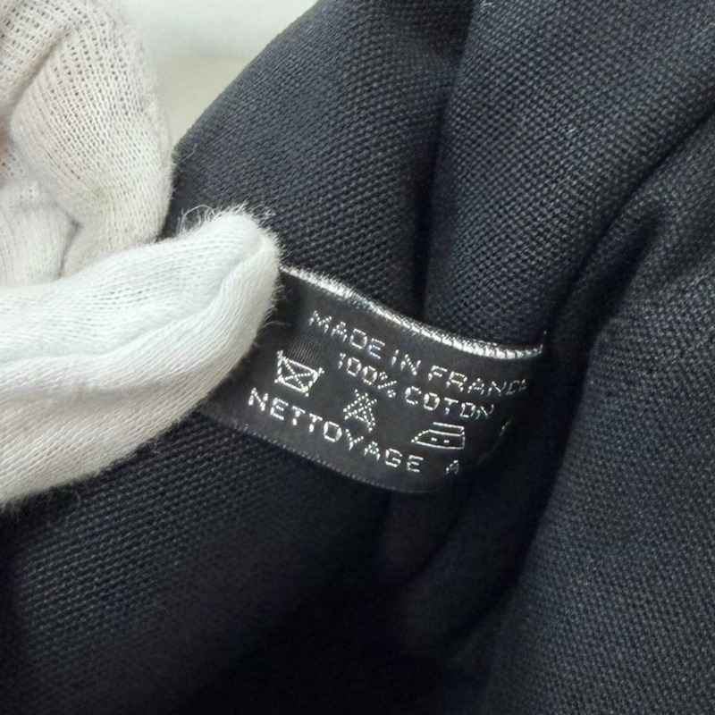 愛馬仕 Fourre-Tout Bassas PM 女士單肩包，100% 純棉材質，銀色五金配件，Sellier 紐扣，黑色，法國製造-11