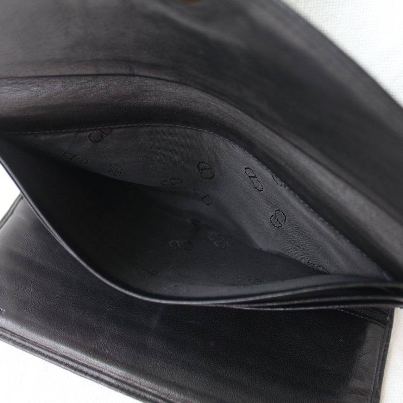 Christian Dior迪奧黑色羊皮古董長夾-8