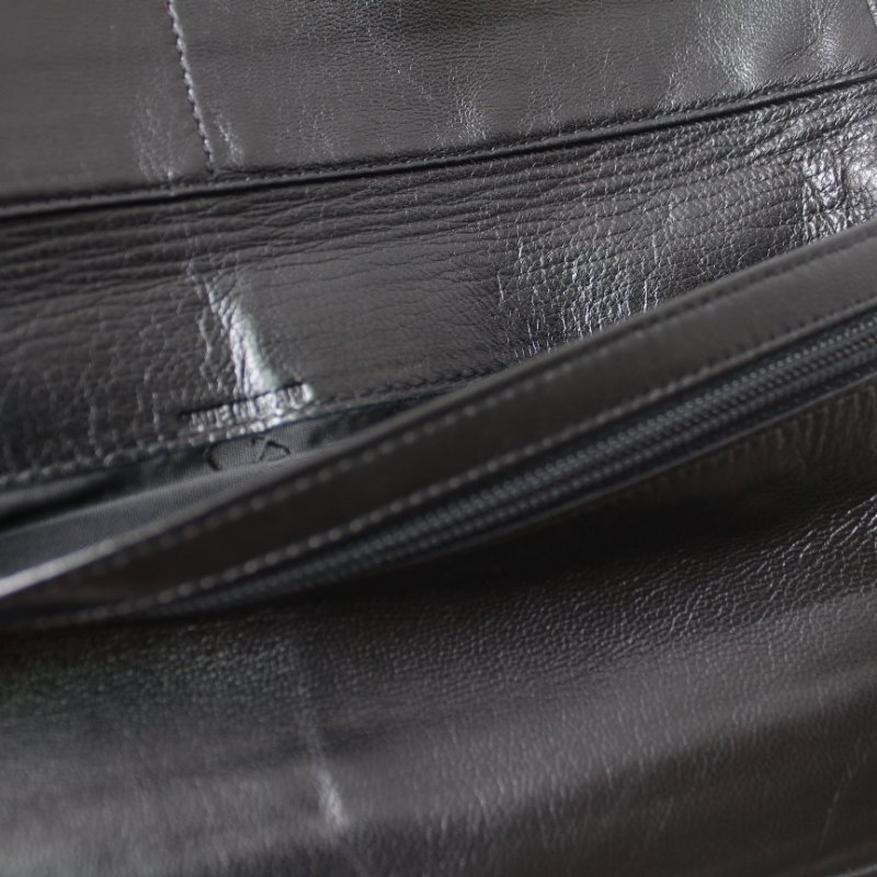 Christian Dior迪奧黑色羊皮古董長夾-9