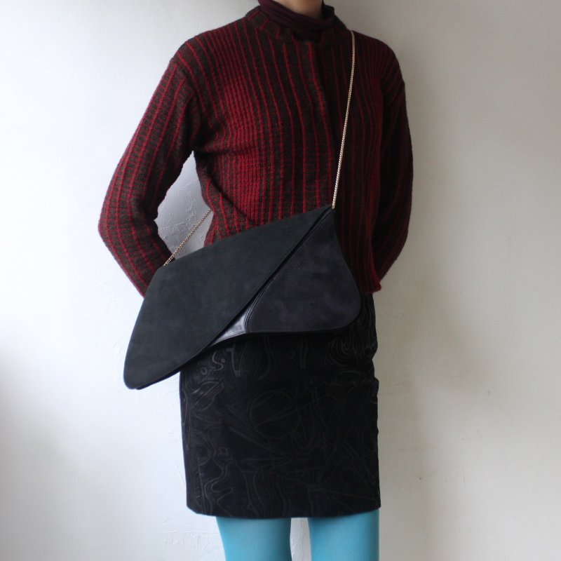 /罕見/Loewe黑色麂皮變形古董包-2