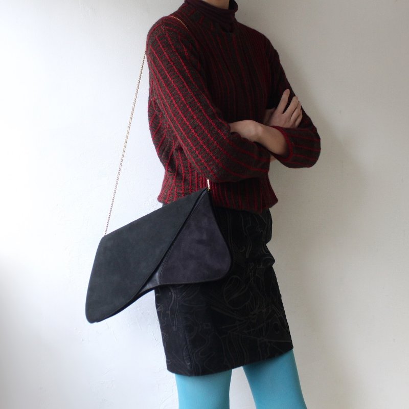 /罕見/Loewe黑色麂皮變形古董包-6