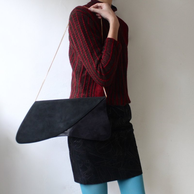 /罕見/Loewe黑色麂皮變形古董包-7