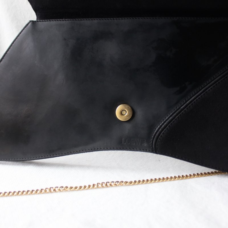 /罕見/Loewe黑色麂皮變形古董包-9
