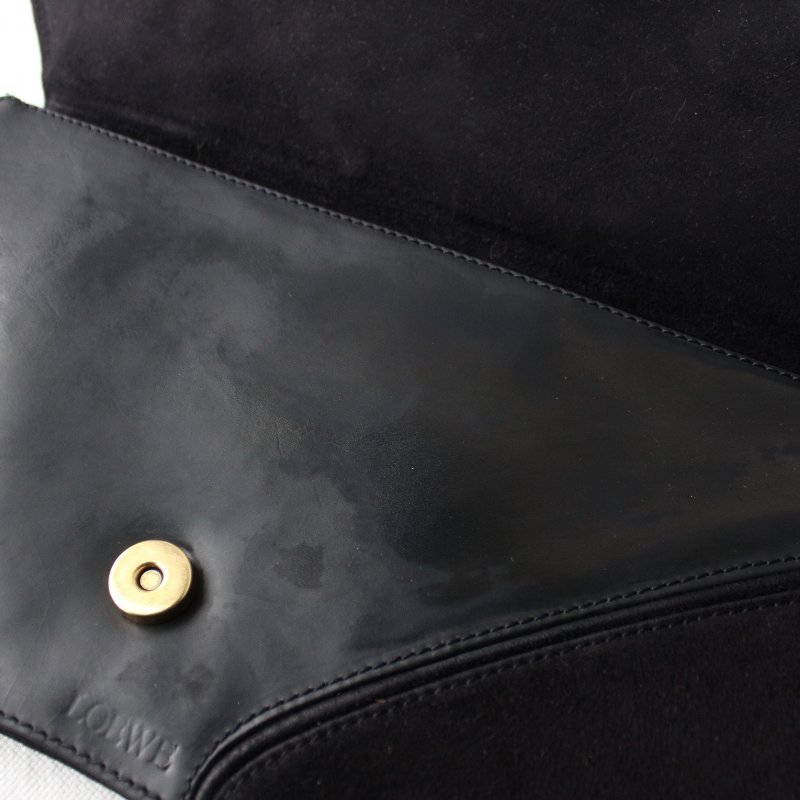 /罕見/Loewe黑色麂皮變形古董包-10