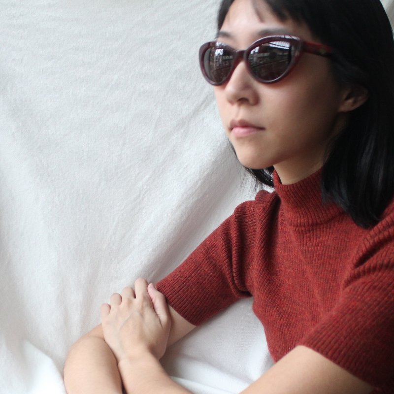 Bally紅紫色復古貓眼墨鏡-2