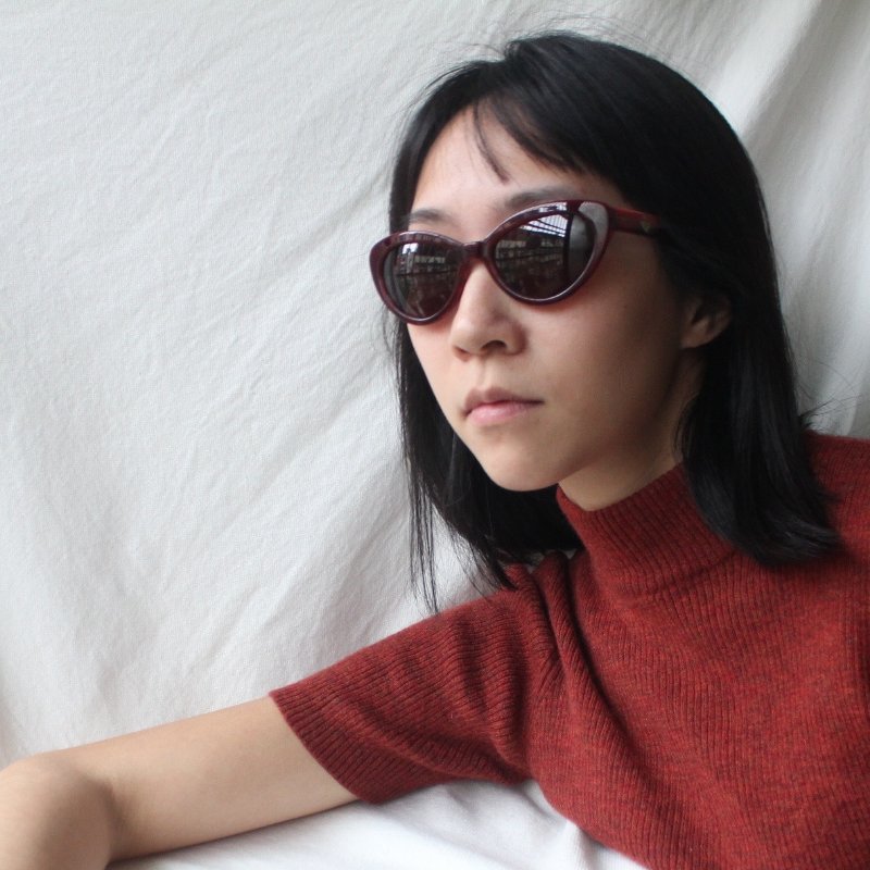 Bally紅紫色復古貓眼墨鏡-3