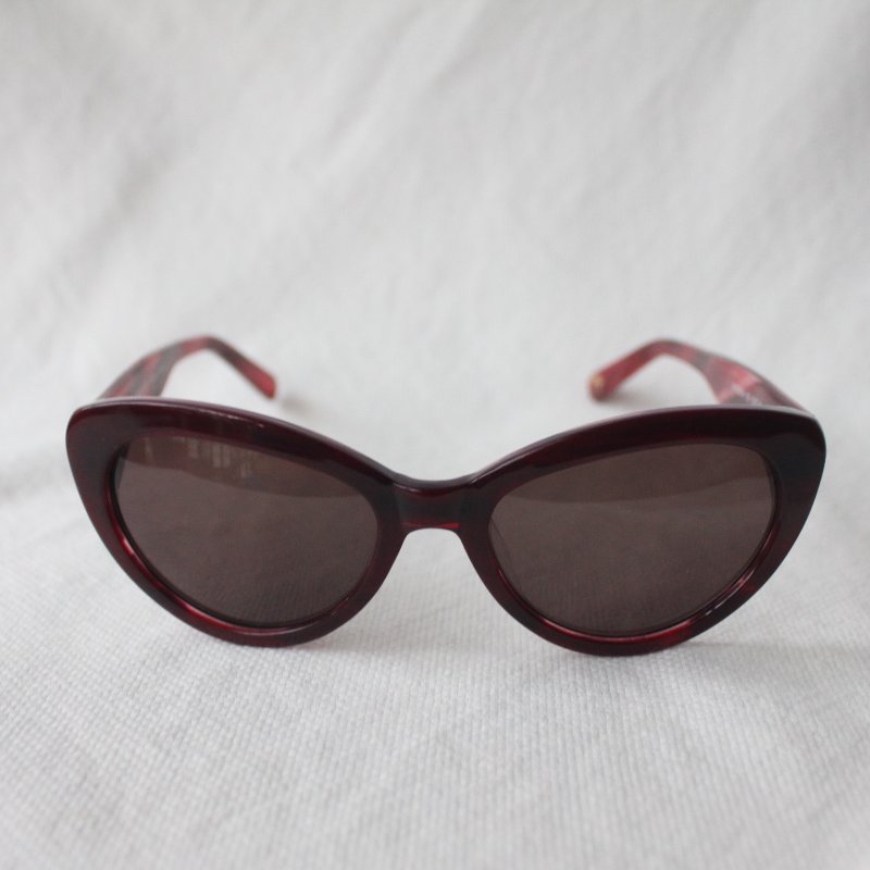 Bally紅紫色復古貓眼墨鏡-5