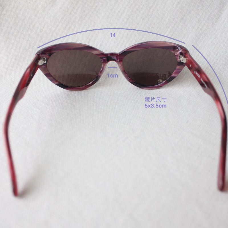 Bally紅紫色復古貓眼墨鏡-7