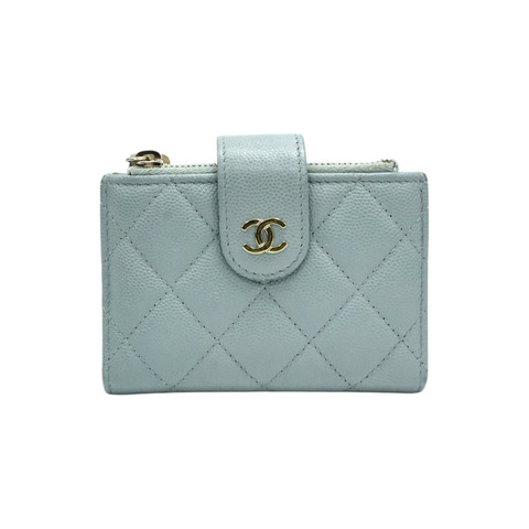 灰色牛皮 扣式 短夾【CHANEL 香奈兒】 AP1928