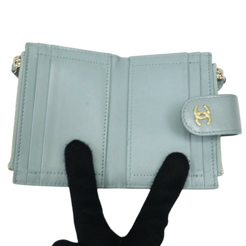 灰色牛皮 扣式 短夾【CHANEL 香奈兒】 AP1928-2