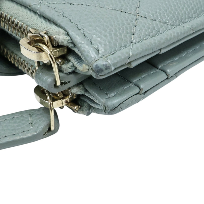 灰色牛皮 扣式 短夾【CHANEL 香奈兒】 AP1928-10