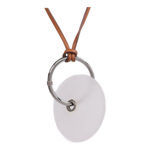 HERMES Barenia皮革Pendentif EN Cristal項鍊Fauve