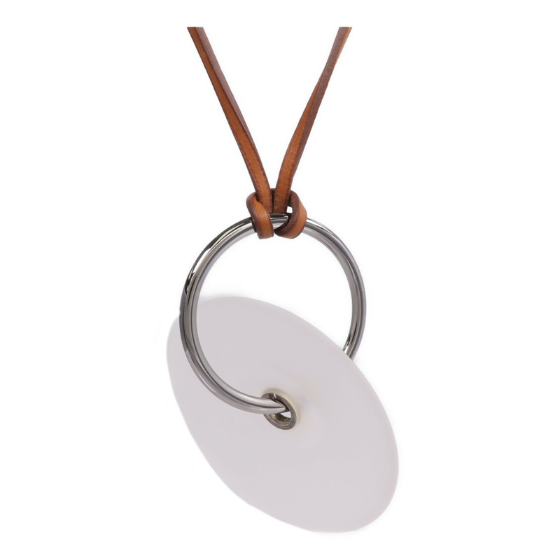 HERMES Barenia皮革Pendentif EN Cristal項鍊Fauve-1