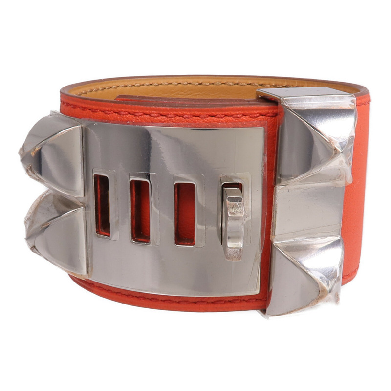 HERMES Swift皮革Collier De Chien Bracelet手鐲Rouge Pivoine-2