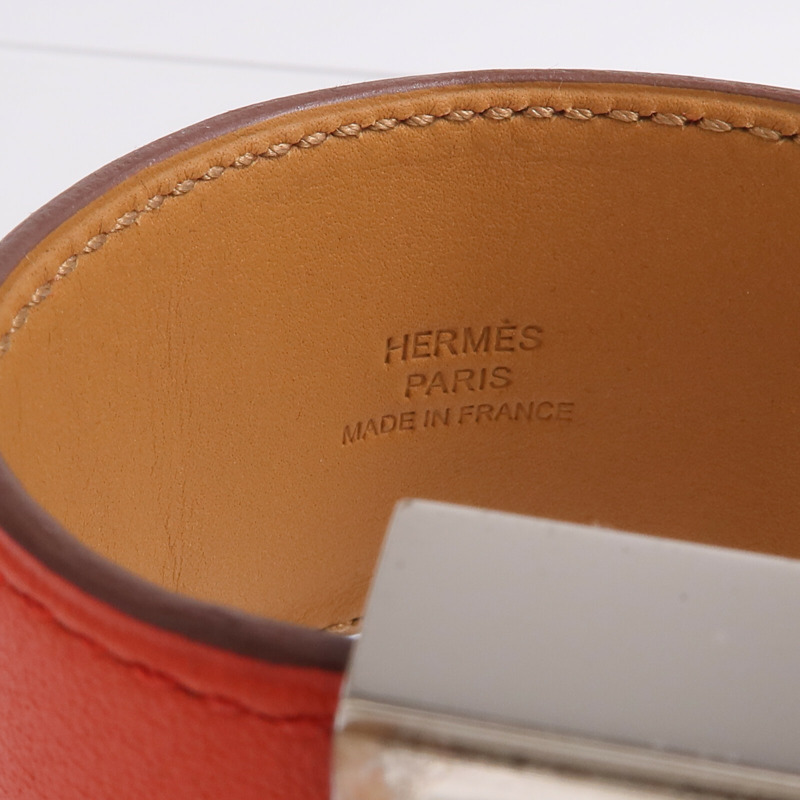 HERMES Swift皮革Collier De Chien Bracelet手鐲Rouge Pivoine-5