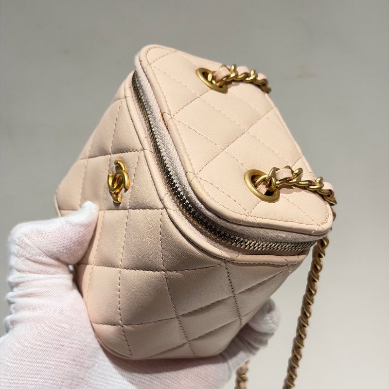 香奈兒/Chanel 金球裸粉色化粧盒鏈條包-4