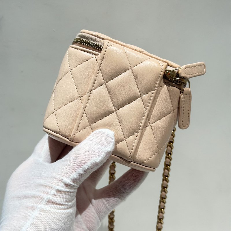 香奈兒/Chanel 金球裸粉色化粧盒鏈條包-7