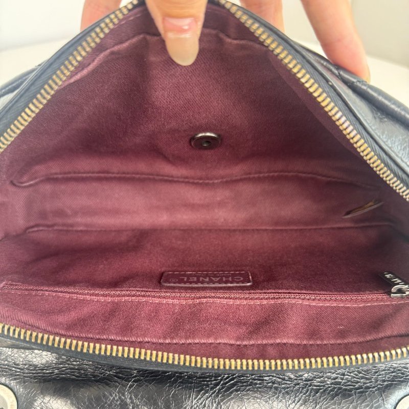 香奈兒/Chanel 黑銀孟買繫列油蠟牛皮口蓋CF鏈條包-8