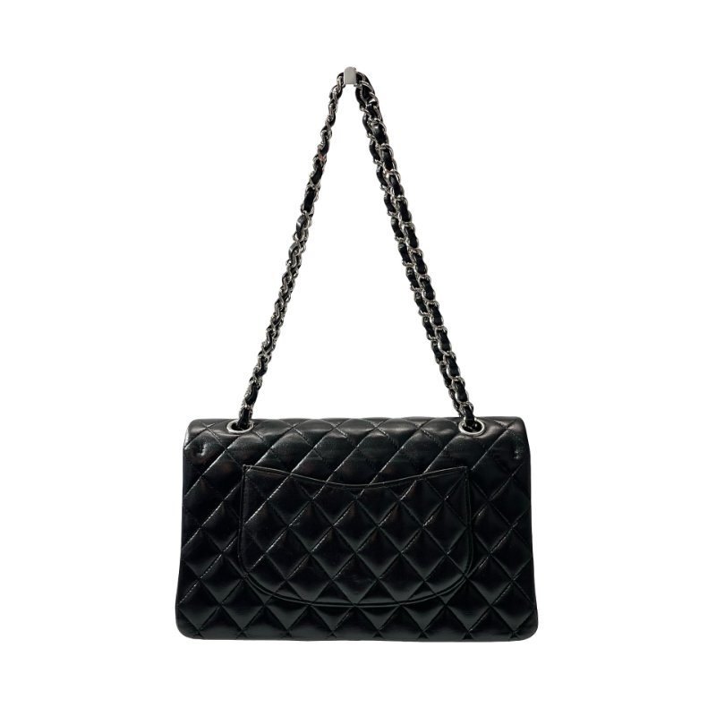 Used CHANEL Lambskin Leather CF 25 Shoulder Bag Black PHW-1