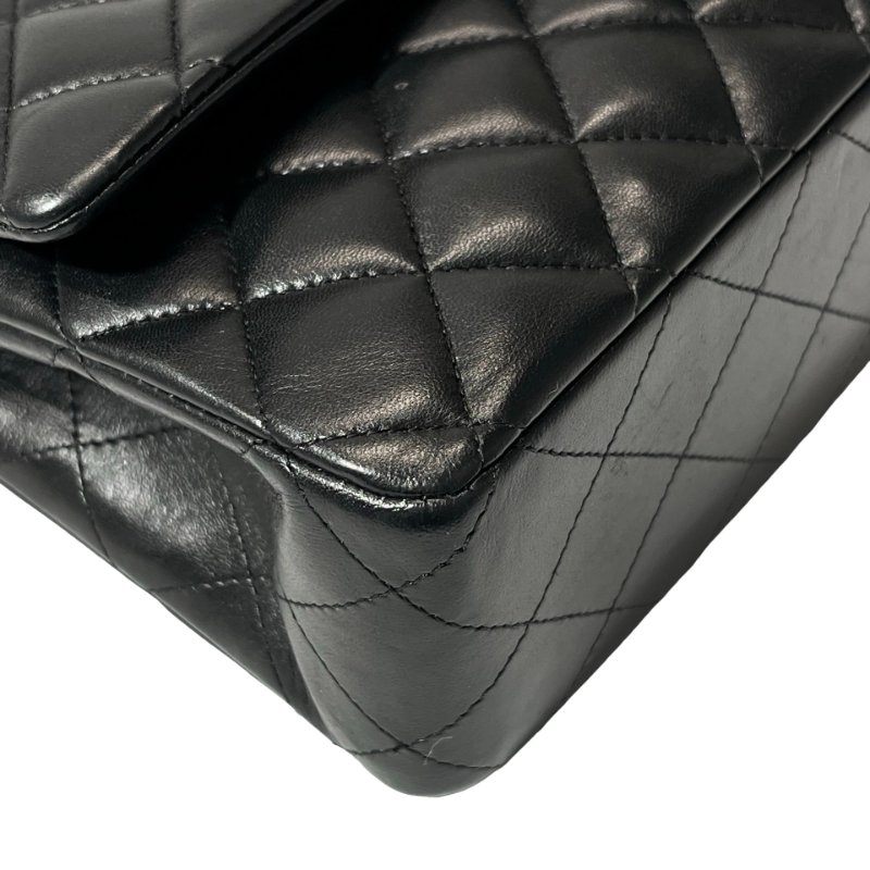 Used CHANEL Lambskin Leather CF 25 Shoulder Bag Black PHW-2