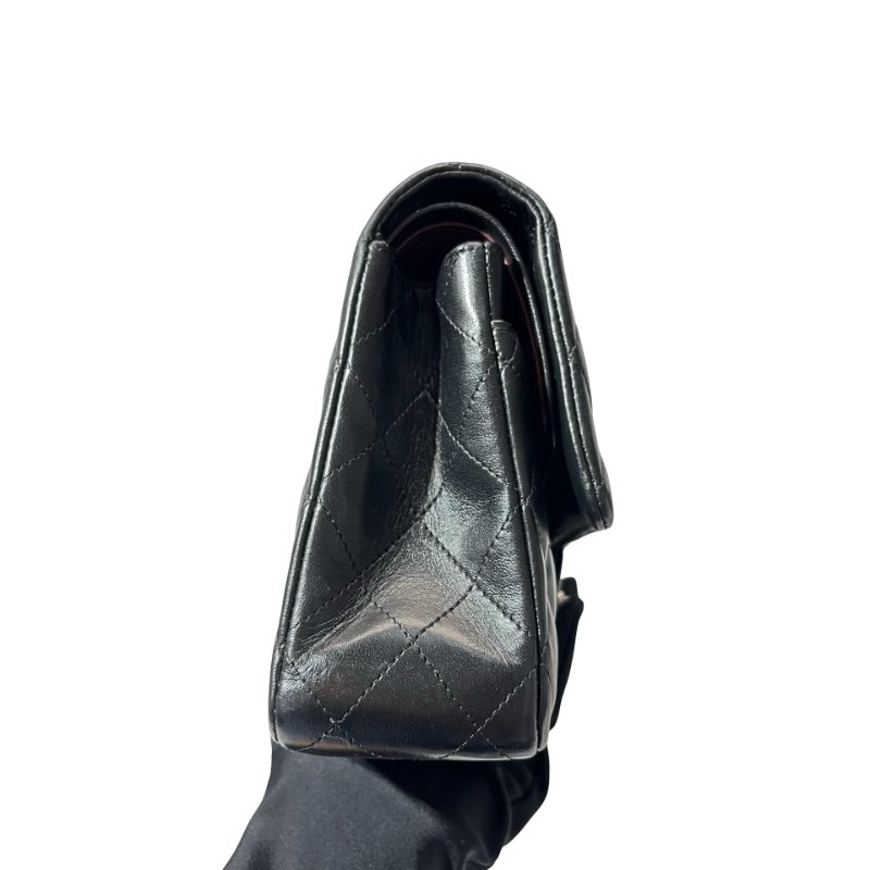 Used CHANEL Lambskin Leather CF 25 Shoulder Bag Black PHW-4