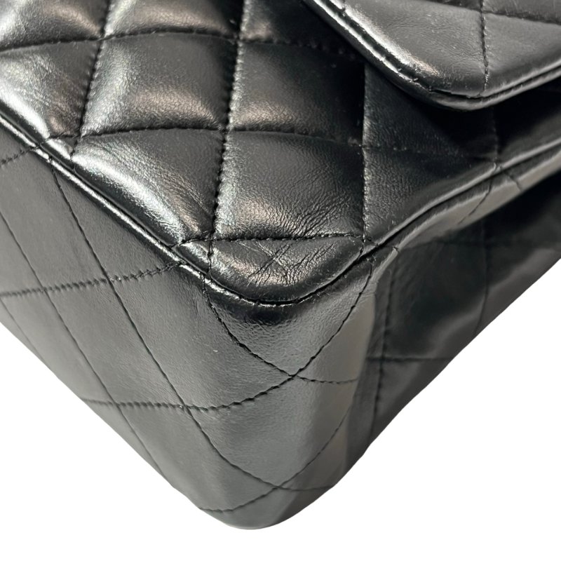 Used CHANEL Lambskin Leather CF 25 Shoulder Bag Black PHW-8