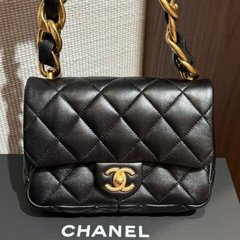 芯片款 香奈兒/Chanel 黑金粗鏈條方胖子