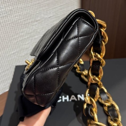 芯片款 香奈兒/Chanel 黑金粗鏈條方胖子-2