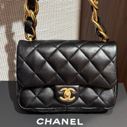 芯片款 香奈兒/Chanel 黑金粗鏈條方胖子-5