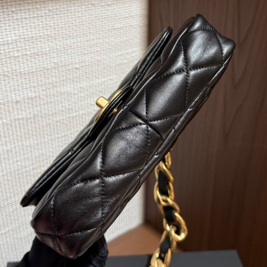 芯片款 香奈兒/Chanel 黑金粗鏈條方胖子-7