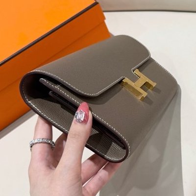 近新品 Hermes愛馬仕 康康 大象灰金扣-2