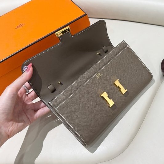 近新品 Hermes愛馬仕 康康 大象灰金扣-4