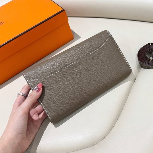 近新品 Hermes愛馬仕 康康 大象灰金扣-6