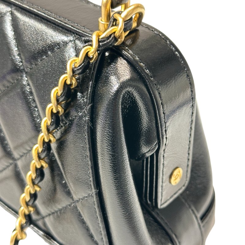 New CHANEL Mini with handle Cross Body Bag Black GHW-5