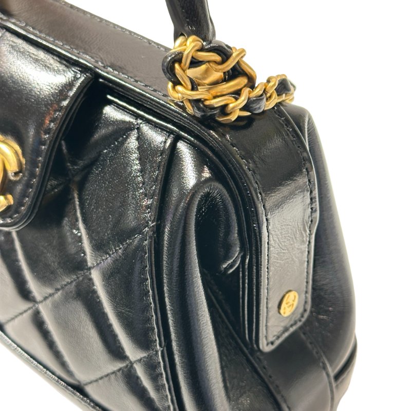 New CHANEL Mini with handle Cross Body Bag Black GHW-10