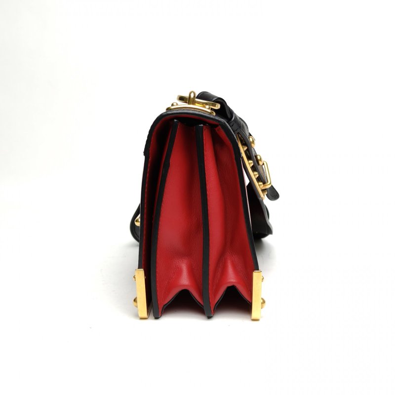 PRADA Cahier盒子包20拼色牛皮金扣肩背包-1