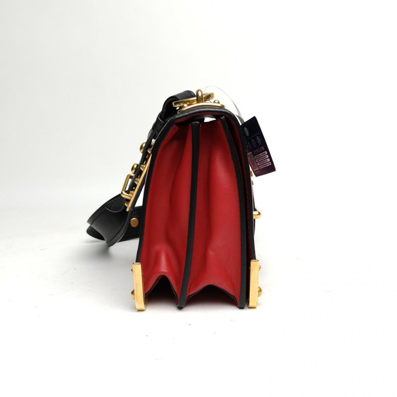 PRADA Cahier盒子包20拼色牛皮金扣肩背包-3