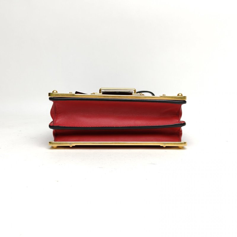 PRADA Cahier盒子包20拼色牛皮金扣肩背包-4