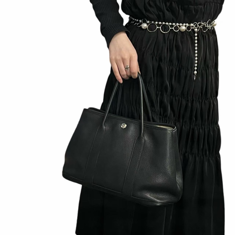 「JL精品代購」9新 愛馬仕黑色全皮花園30-1